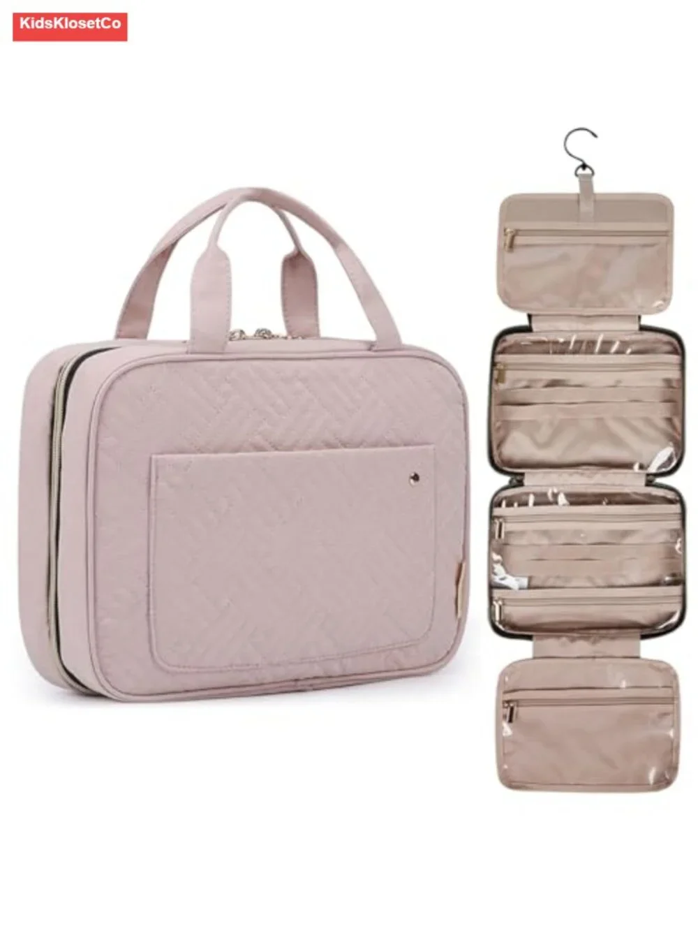Travel Toiletry Bag with Hanging Hook, Water-Resistant Polyester Makeup